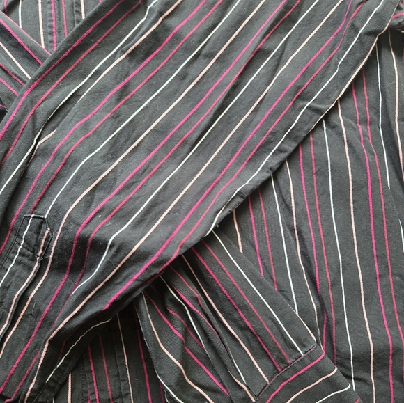 Le Chateau Black Dress Shirt with Pink and White Striped Design - Picture 4 of 8